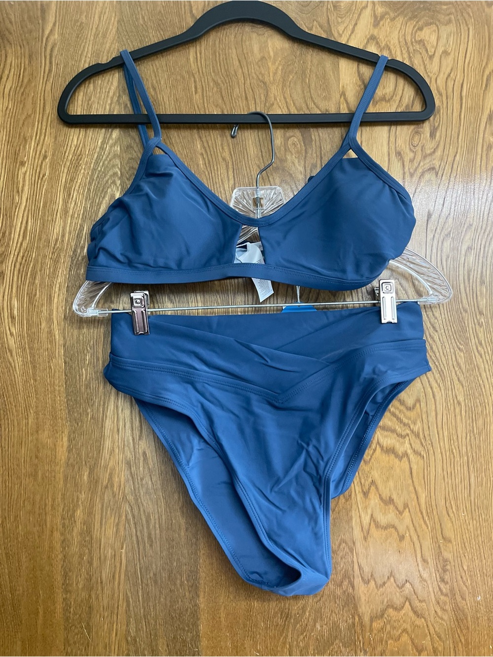 Medium Swimsuit Women’s Blue Two-Piece High-Waist Bikini Set Sporty boho glam